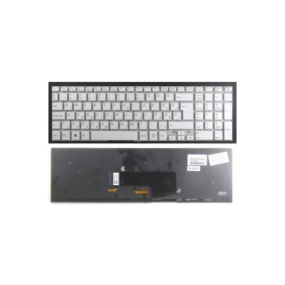 billentyűzet Sony Vaio SVF152C29M SVF15NE2E SVF152A29M SVF15A1M2ES fehér Magyar layout - no frame, háttérvilágítás