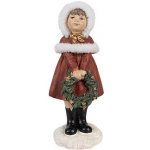 Clayre & Eef 6PR4948 Dekorativní figurka děvčátka s vánočním věncem – Sleviste.cz