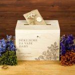 Dřevia Dřevěná svatební truhla na přání – Děkujeme za vaše dary s iniciály novomanželů – Zboží Dáma