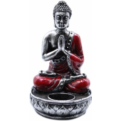 Ancient Wisdom - Svícen na čajovou svíčku - Buddha - červený, 22 x 12,5 x 11 cm – Zboží Mobilmania