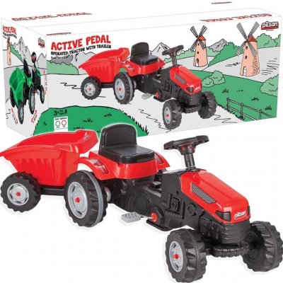 Pilsan Traktor šlapací s valníkem červený – Zboží Mobilmania