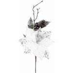 MagicHome Vánoční větvička s květem poinsettie, bílá, 34 cm – Hledejceny.cz
