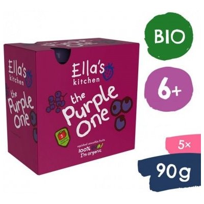 Ella's Kitchen BIO PURPLE ONE ovocné pyré s černým rybízem 5 x 90 g - 5 x 90 g – Hledejceny.cz