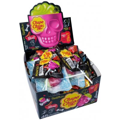 Chupa Chups Skull Lízátko 3D jahoda/ limetka 45x15 g