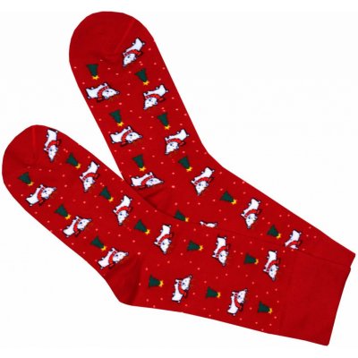 Aura.Via pánské veselé ponožky Vánoce v lese červená