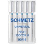 130/705 H (NM 90/14) jehly Schmetz UNIVERSAL pro domácí šicí stroje (5 ks/box) – Sleviste.cz