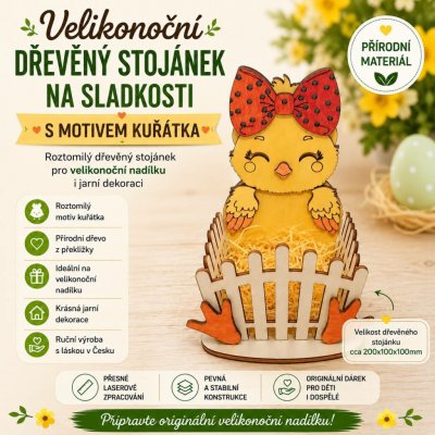 Velikonoční dřevěný stojánek na sladkosti kuřátko – Hledejceny.cz