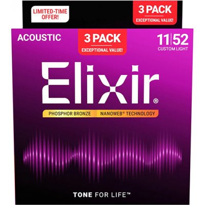 Elixir Nanoweb Acoustic 16568 3-pack – Zboží Mobilmania