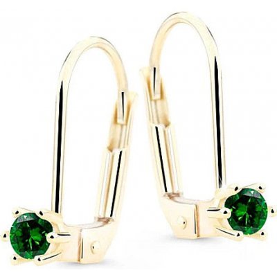 Cutie Jewellery Zlaté náušnice visací Z8012Z zelená – Zboží Mobilmania
