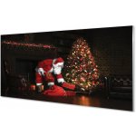 Obraz na skle Ozdoby na vánoční stromeček dárky Claus 100x50 cm – Hledejceny.cz
