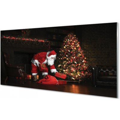 Obraz na skle Ozdoby na vánoční stromeček dárky Claus 100x50 cm – Hledejceny.cz