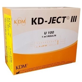KDM Inzulinová stříkačka 1 ml -U100 jehla 29G 0,33 x 12 mm 100 ks