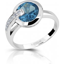 Modesi stříbrný prsten s akvamarínem a zirkony M11061