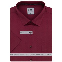 AMJ Comfort fit košile s krátkým rukávem vínová se vzorem