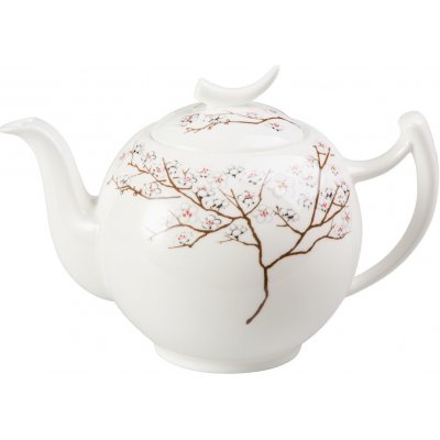 TeaLogic Bílá třešeň Fine Bone China porcelánová čajová konvice 1 l