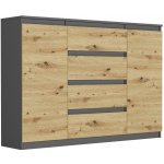Framire Komoda se skříňkami a zásuvkami antracit mix Artisan 140 x 40 x 98 cm Modern R140S4 – Hledejceny.cz