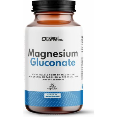 Natural Nutrition Magnesium glukonát glukonan hořečnatý 90 kapslí – Hledejceny.cz