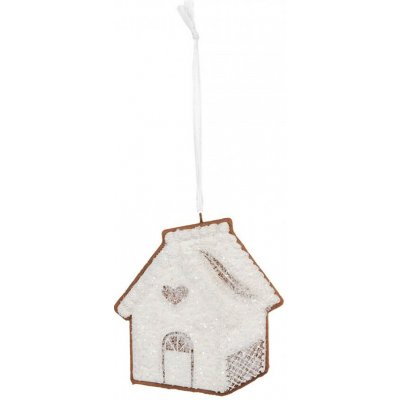 Clayre & Eef Závěsná dekorace zasněžená perníková chaloupka Frosted Ginger - 9*1*10 cm – Hledejceny.cz