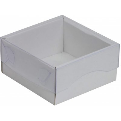 Dárková krabička s průhledným víkem 100x100x50/35 mm, bílá – Zboží Mobilmania