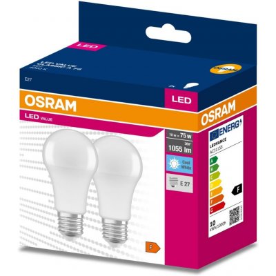 Osram 2PAK LED žárovka LED E27 A60 10W = 75W 1055lm 4000K Neutrální bílá 200° VALUE OSRVALU7427