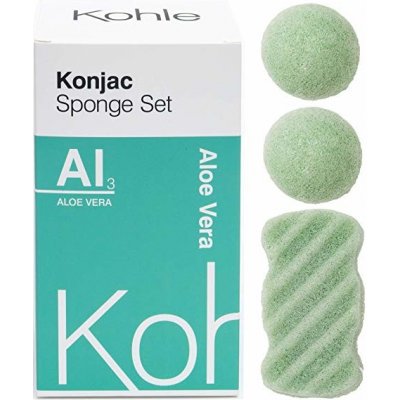 Kohle Company Konjac Houbičky Dárková Sada Aloe Vera 3 ks