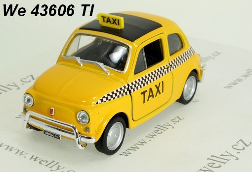 Welly Fiat Nuova 500 Taxi Žlutá 1:34