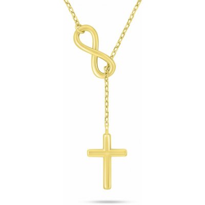 Brilio Silver Pozlacený dámský náhrdelník Nekonečno a Křížek NCL195Y (Ag925/1000, 3,14 g) – Sleviste.cz