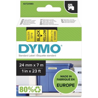 DYMO páska D1 24mm x 7m, černá na žluté, 53718, S0720980 – Hledejceny.cz