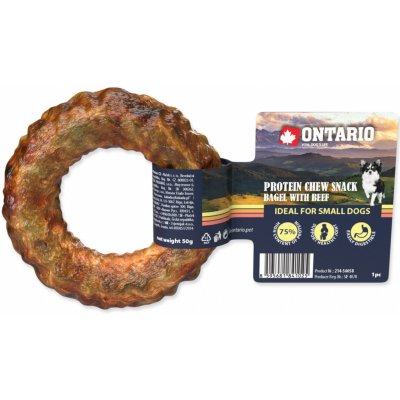 ONTARIO Protein žvýkací pamlsek bagel s hovězím 8,9 cm – Zboží Dáma