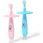 Babyono silikonový zubní kartáček se zarážkou 6+ modrá soft – Sleviste.cz