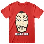 CurePink: pánské tričko La Casa De Papel Papírový dům: Mask And Logo červené bavlna [LCP00608TSC] – Hledejceny.cz