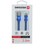 Swissten 71523308 USB 2.0 typ A na Lightning, USB 2.0, zástrčka A - zástrčka Lightning, opletený, 2m, modrý – Sleviste.cz