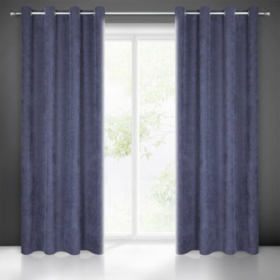 EUROFIRANY ZATEMŇOVACÍ ZÁVĚS NA KROUŽCÍCH JULIE 140X250 CM TMAVĚMODRÁ – Hledejceny.cz