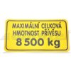 Blatník, podběh, bočnice k vozům Nápis hmotnost přívěsu 8500 kg (FRT-P) 53802053