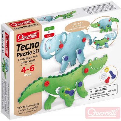 Quercetti Tecno Puzzle slon a korokodýl 26 ks – Zboží Mobilmania