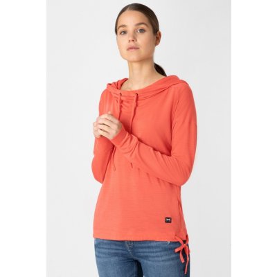 super.natural dámská merino mikina Funnel Hoodie sn Living Coral