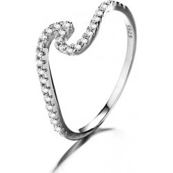 Majya Stříbrný prsten vlnka s čirými zirkony EMILY 10061