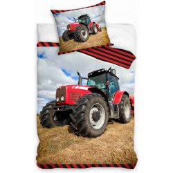 TipTrade bavlna povlečení Červený traktor na poli 140x200 70x90