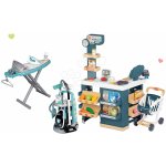 Smoby Set obchod elektronický s váhou a skenerem Super Market a úklidový vozík s vysavačem a žehlicí prkno se žehličkou – Zboží Dáma