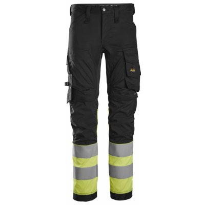 Snickers Workwear Kalhoty AllroundWork Stretch reflexní třída 1 černé/žluté – Zboží Mobilmania