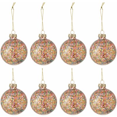 Sada 6ks barevných skleněných koulí s konfetami Confetti - Ø 8 cm - J-Line by Jolipa – Hledejceny.cz