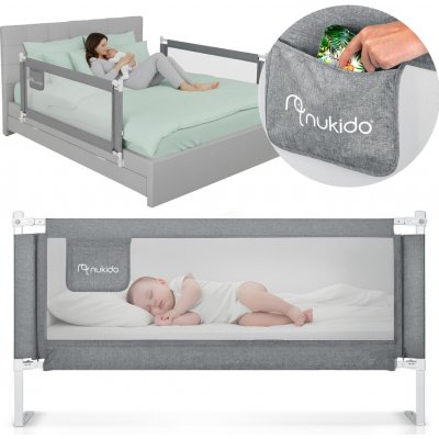 Bezpečnostní zábrana na postel se zámkem 180 cm Nukido NK-227 šedá – Zboží Mobilmania