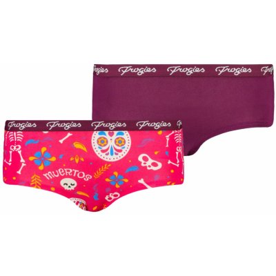 ES Collection Dámské kalhotky 2P Frogies Christmas Muertos šedá tmavě červená – Zboží Dáma