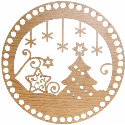 Pro Háčkování Víko na košík kruh Ø 20 cm dekor dub vánoční stromeček – Zboží Dáma