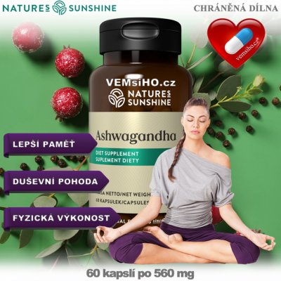 Nature’s Sunshine ASHWAGANDHA Withanie 60 kapslí po 560 mg – Hledejceny.cz