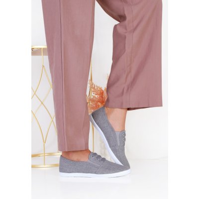 Cathay moda Šedé slip on tenisky 29213-5G – Zboží Dáma
