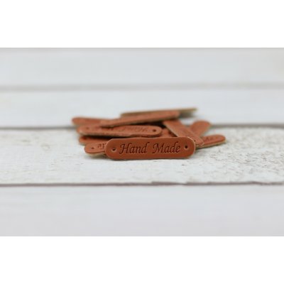 Pro Háčkování Hand Made koženková cedulka 10x50 mm oválná hnědá – Zboží Dáma