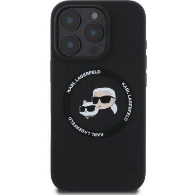 Karl Lagerfeld Liquid Silicone K&CH Heads - ochranný kryt s MagSafe pro iPhone 16 Pro Max, černý KLHMP16XSKCHTCK – Zboží Živě