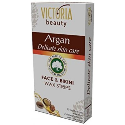 Victoria Beauty Argan depilační voskové pásky na obličej a oblast bikin s  arganovým olejem 20 ks + 2 ubrousky 22 ks od 65 Kč - Heureka.cz