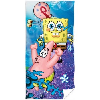 Carbotex Dětská plážová osuška SpongeBob s Garym a Patrikem 70 x 140 cm
